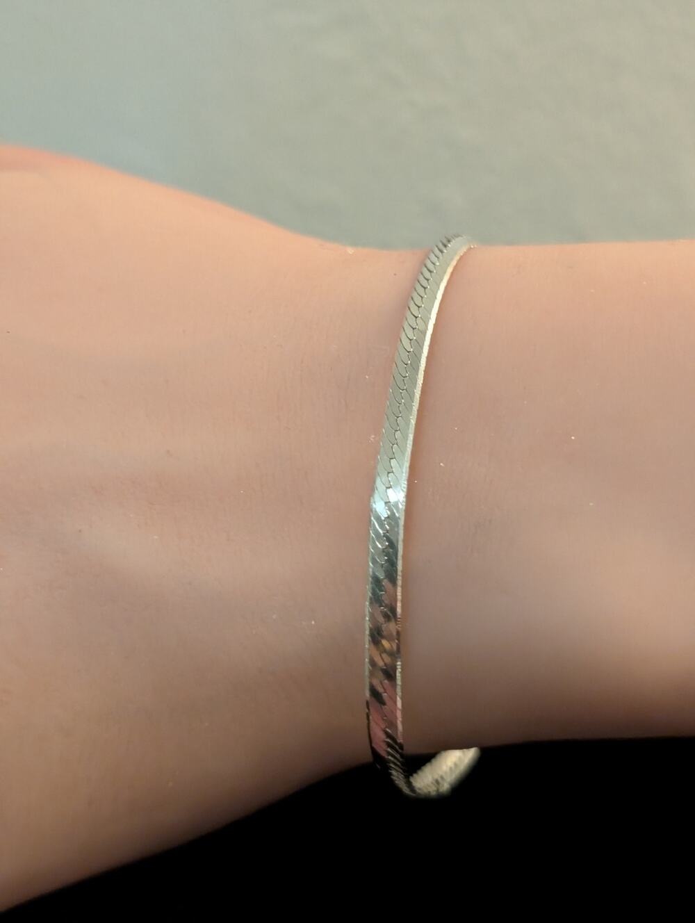 925 Sterling Silver Herringbone Chain Bracelet